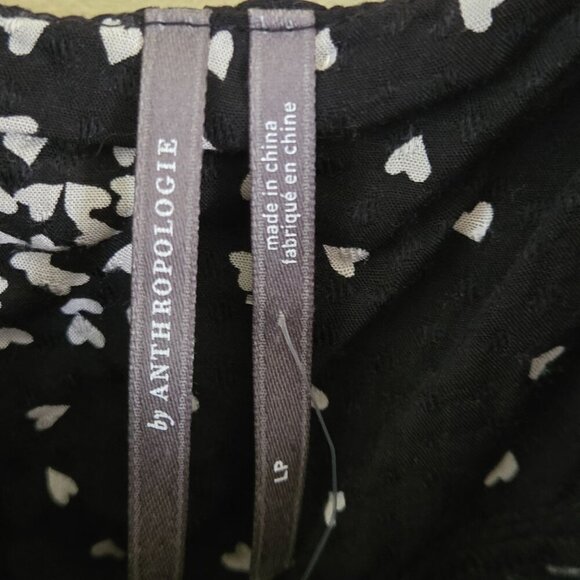 Anthropologie NWT Juliette Knee Length Dress Black White Heart Starburts Size Lp - Picture 13 of 14